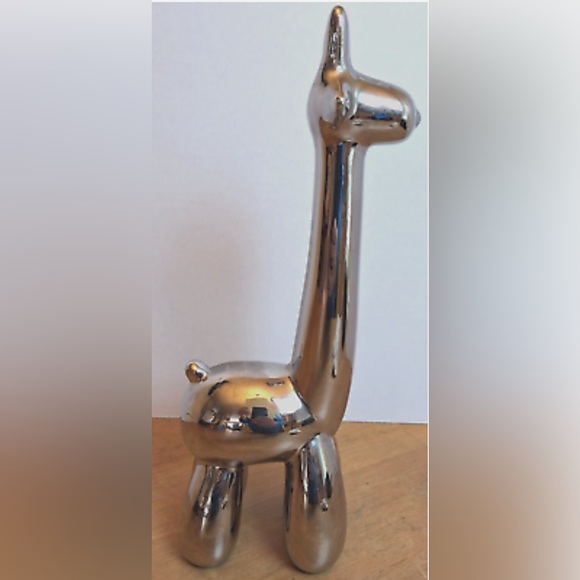Sagebrook Home Silver Giraffe Balloon Animal Ceramic Sculpture Decor - Picture 2 of 4